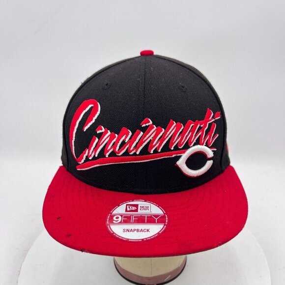 Cincinnati Reds TeamNew Era 9fifty MLB One Size Fits Black Red Embroidered Hat - Picture 1 of 12